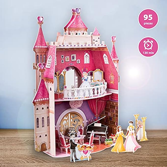3D PUZZLE PRINCESS BIRTHDAY - DOLLHOUSE FOR GIRLS, 3D PUZZLES DOLLHOUSES FOR GIRLS, 95 PIECES, 524 GLASS STICKERS, 5 YEARS OR OLDER - Image 3
